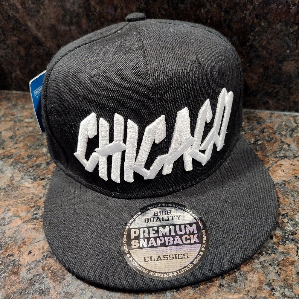 Black Chicago Snapback Hat